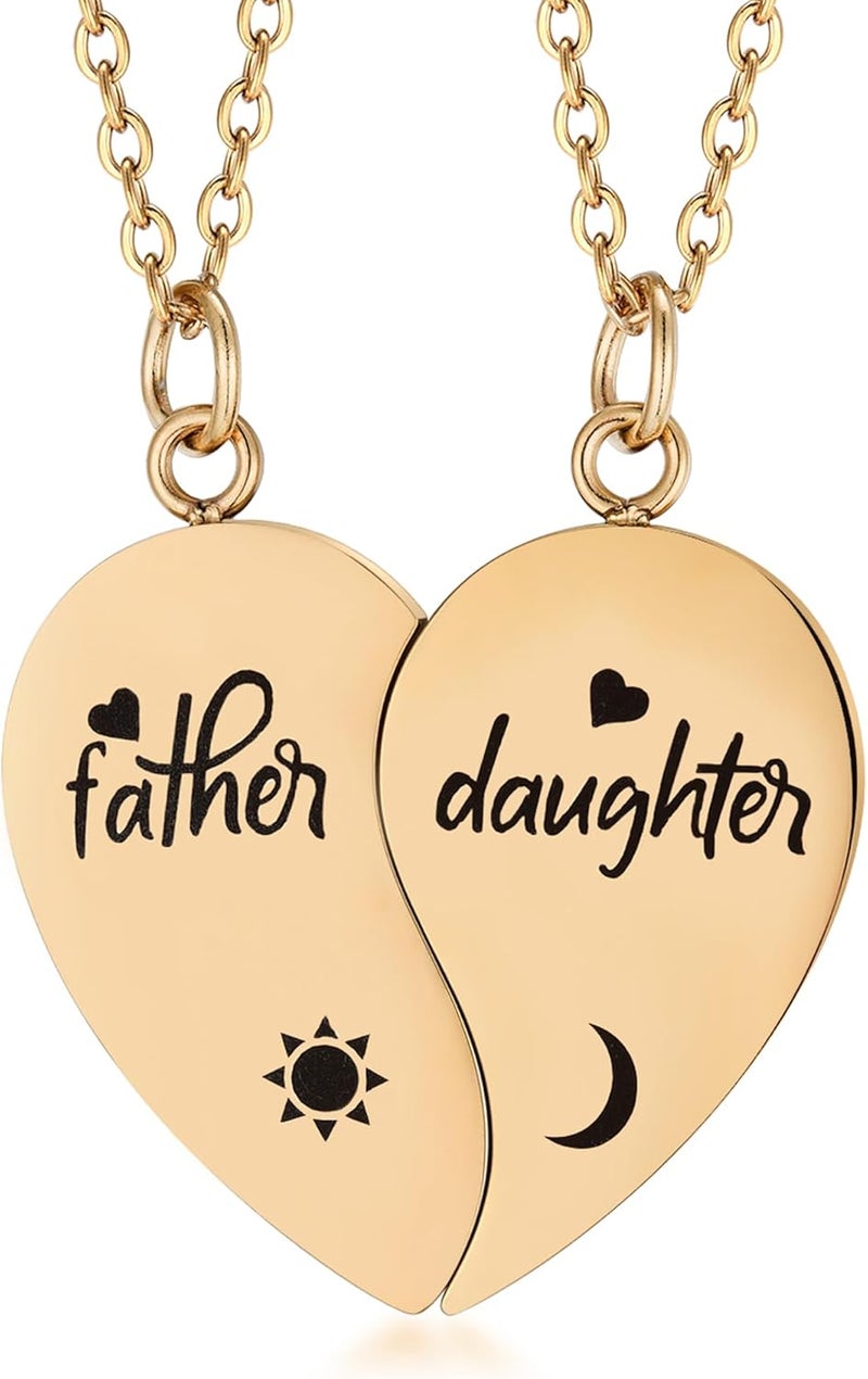 Yonhon Father Daughter Necklace for 2, Father Daughter Matching Bracelet Set for 2 - Image 1